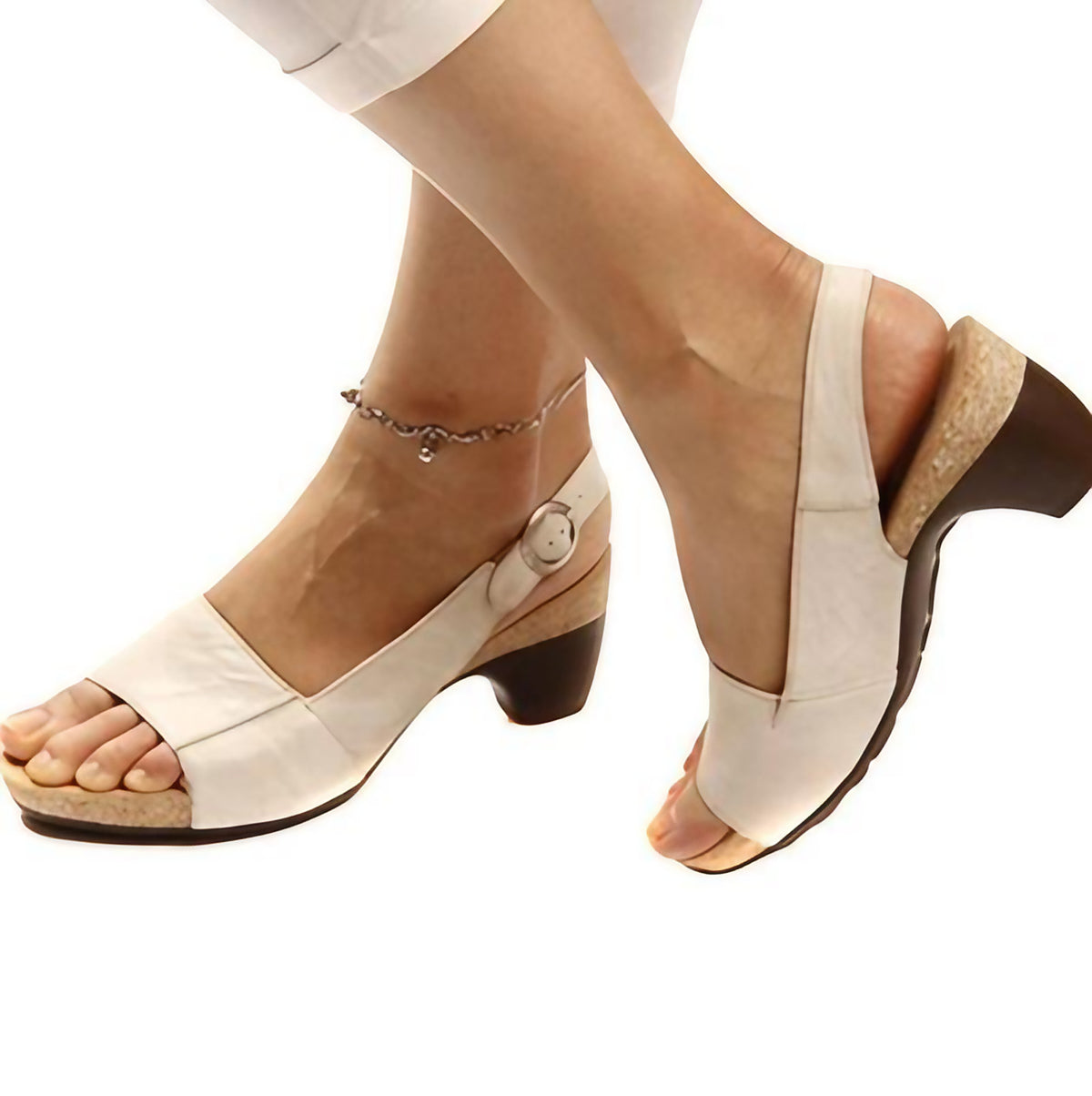 Sandales orthopédiques femme à brides réglables, cinq coloris, blanc