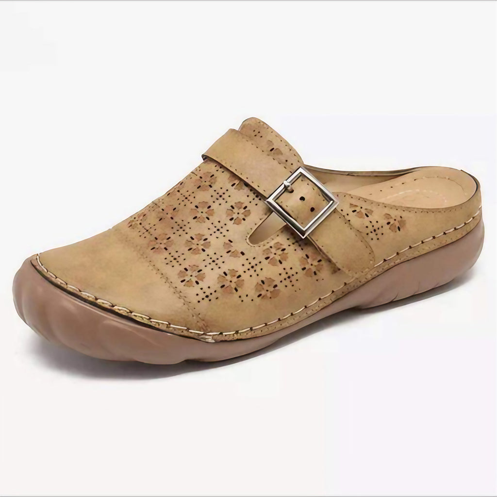 Sandales orthopédiques femme à lanières réglables, semelle rembourrée, beige