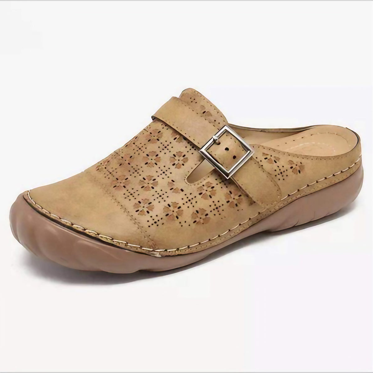 Sandales orthopédiques femme à lanières réglables, semelle rembourrée, beige