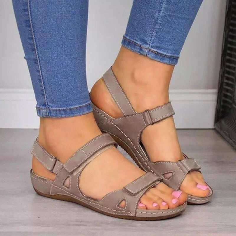 Sandales orthopédiques femme à scratch, semelle rembourrée
