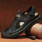 Sandales orthopédiques homme en maille, scratch avant et cheville, noir