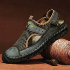 Sandales orthopédiques homme en maille, scratch avant et cheville, vert