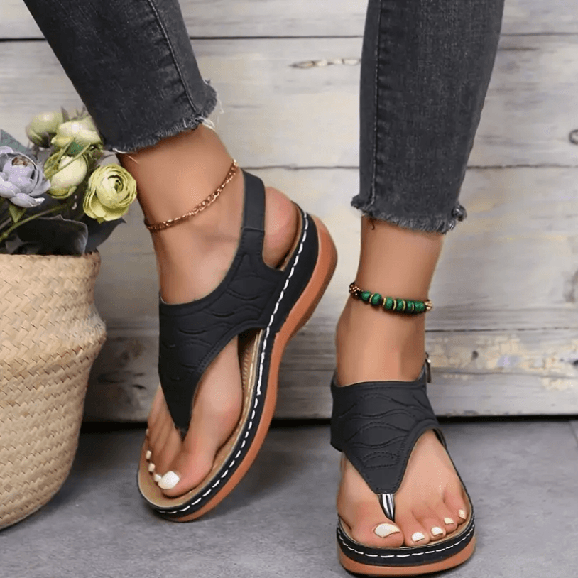 Sandales orthopédiques femme légères, semelle antidérapante, noir