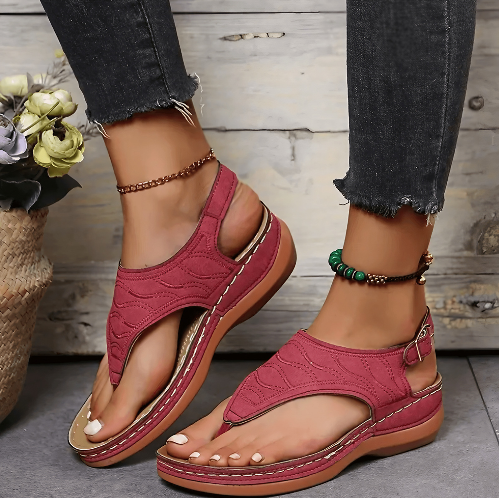 Sandales orthopédiques femme légères, semelle antidérapante, rouge