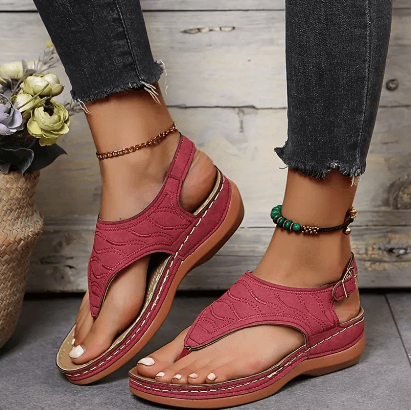 Sandales orthopédiques femme légères, semelle antidérapante, rouge