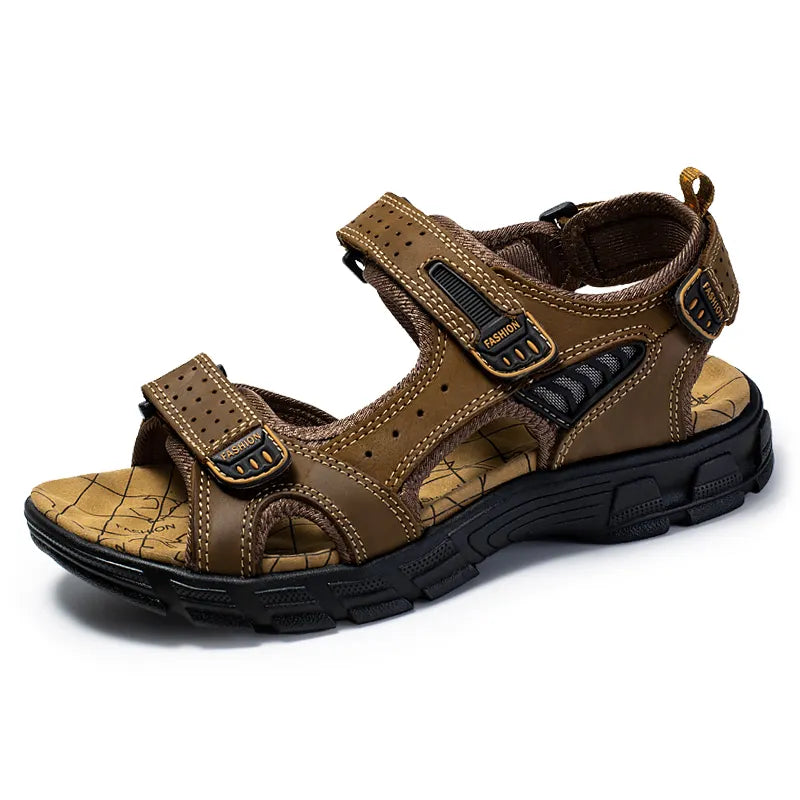 Sandales orthopédiques mixtes à scratch, trois coloris, brun foncé