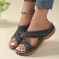 Sandales orthopédiques femme à lanières croisées, semelle surélevée, noir