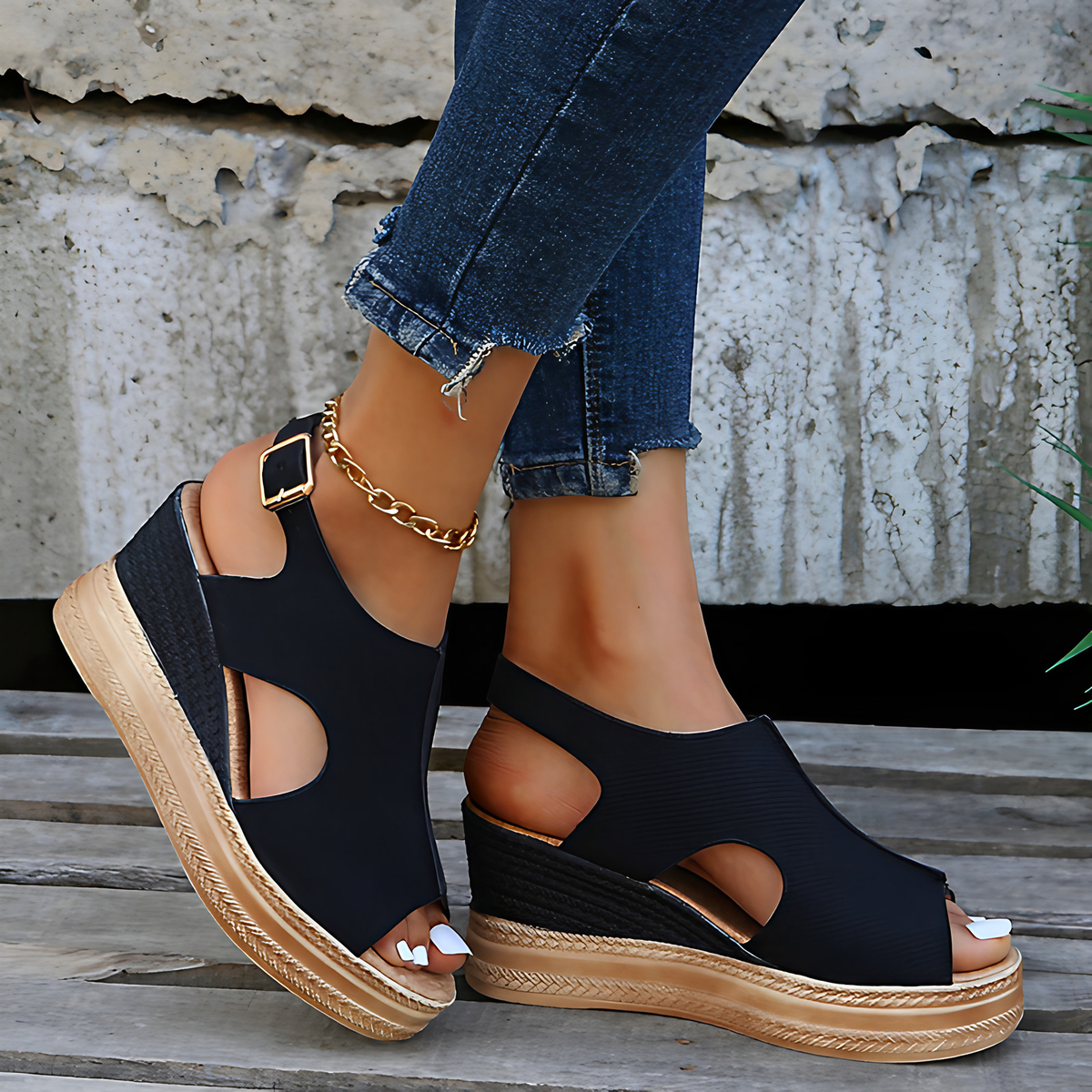 Sandales orthopédiques femme, semelle souple, six coloris, noir