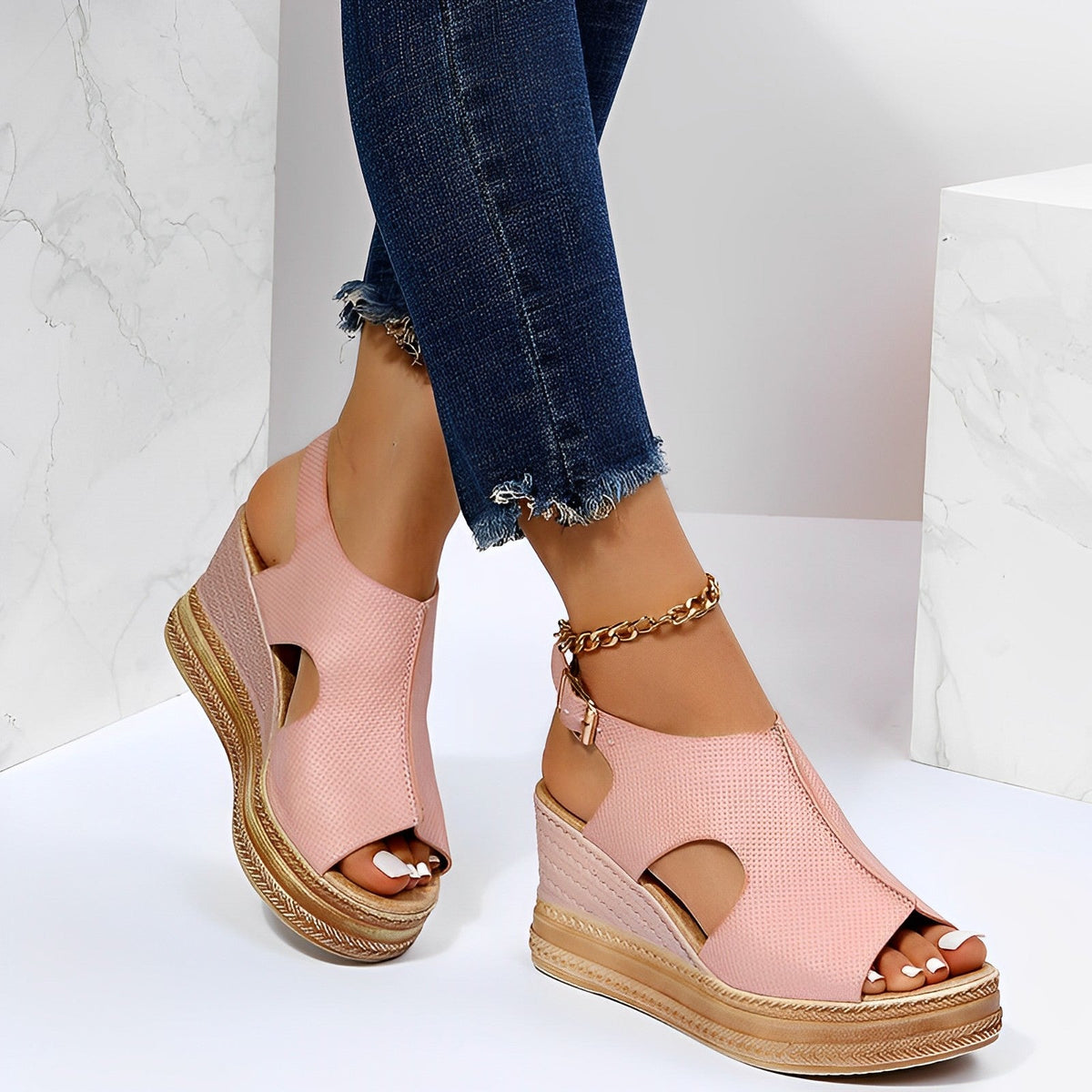Sandales orthopédiques femme à semelle légère, six coloris, rose