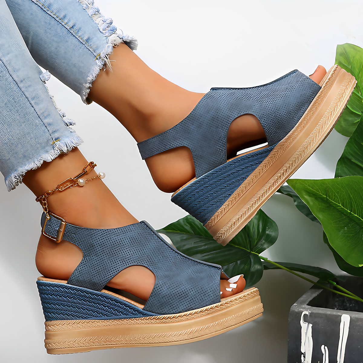 Sandales orthopédiques femme à semelle légère, six coloris, bleu