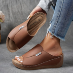 Sandales à plateforme femme, brides réglables, six coloris, marron