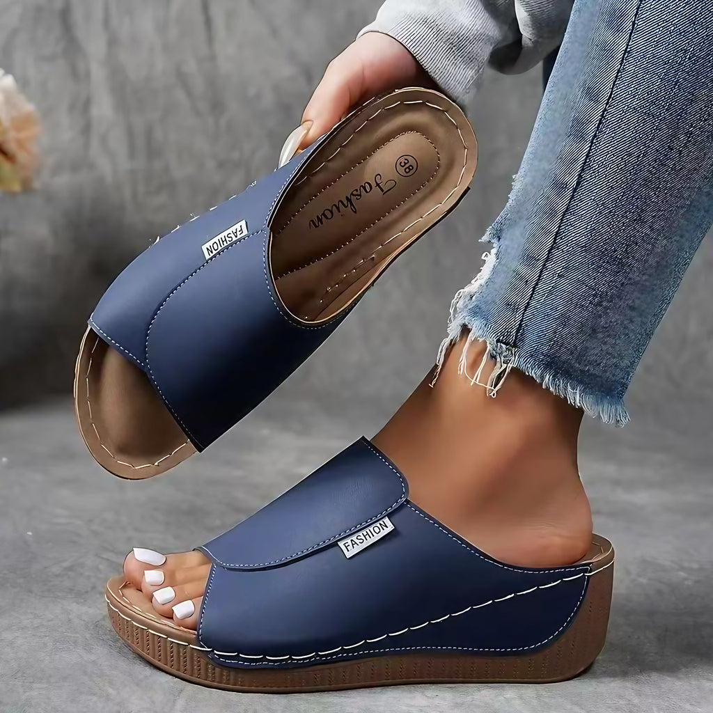 Sandales à plateforme femme, brides réglables, six coloris, bleu