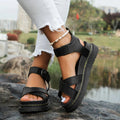 Sandales plateforme femme à bride cheville réglable, noir