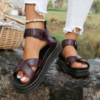 Sandales plateforme femme à bride cheville réglable, bordeaux