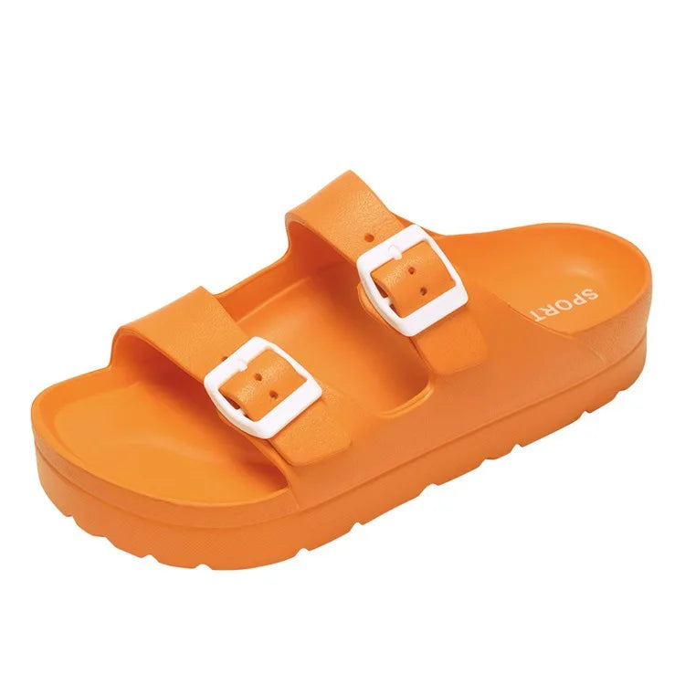 Sandales à plateforme femme, semelle légère et amortie, orange