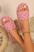 Sandales plateforme femme imprimées à large bande, cinq coloris, rose