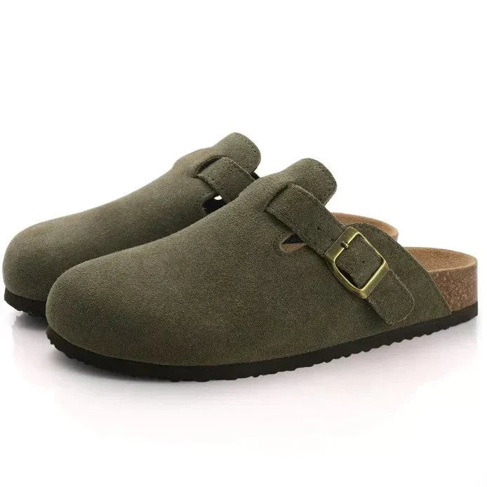 Sandales unisexes à bride réglable, semelle ergonomique, vert et marron
