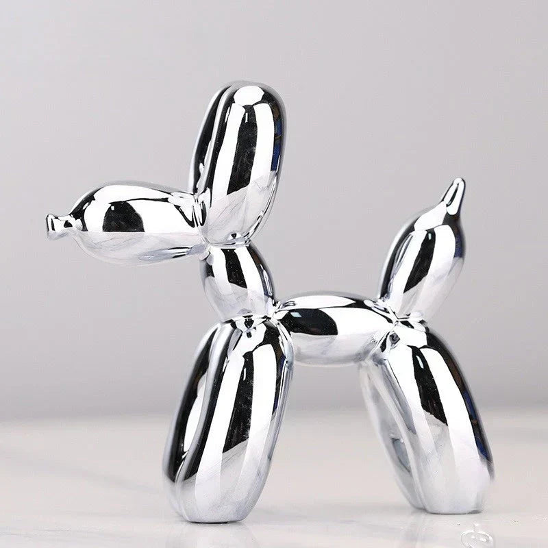 Statuette animal en ballon, finition brillante, de 10 à 40 cm, gris clair