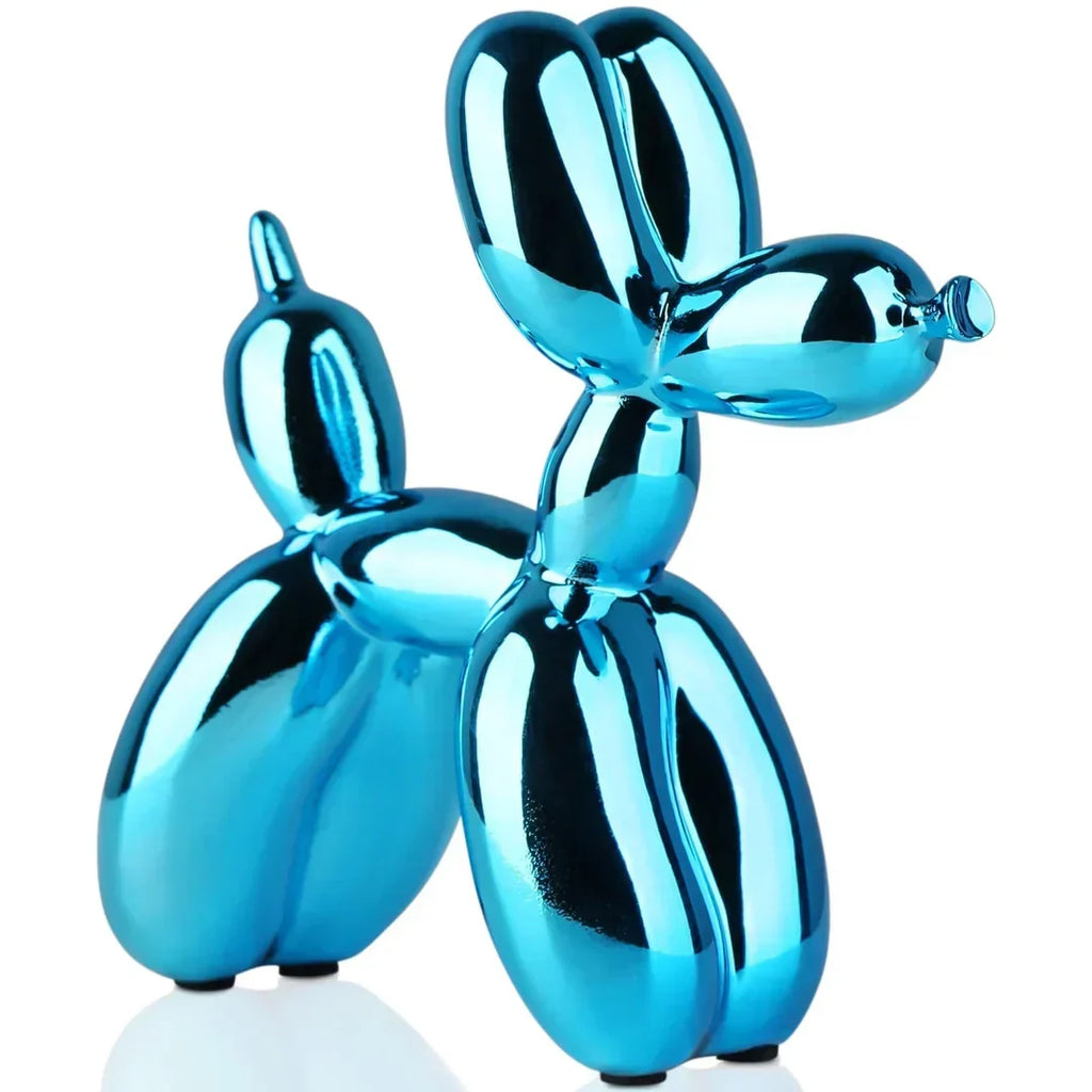 Statuette animal en ballon, finition brillante, de 10 à 40 cm, bleu ciel