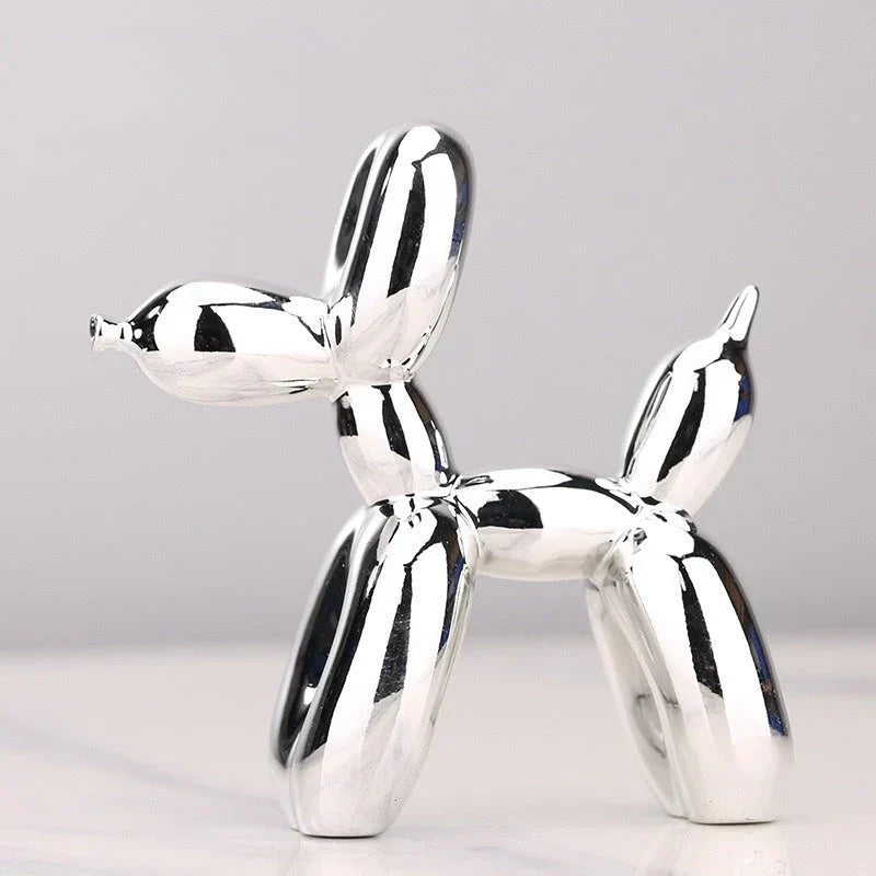 Statuette animal en ballon, finition brillante, de 10 à 40 cm, argenté