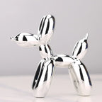 Statuette animal en ballon, finition brillante, de 10 à 40 cm, argenté