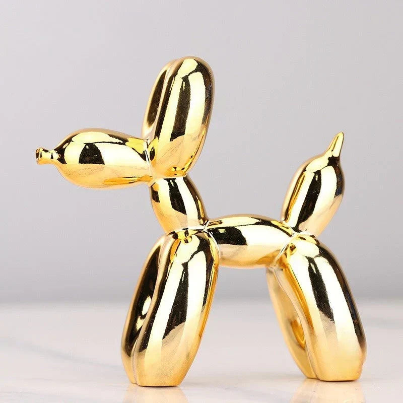 Statuette animal en ballon, finition brillante, de 10 à 40 cm, doré