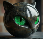 Statuette tête de chat effet marbre, 12 cm, cinq coloris, vert