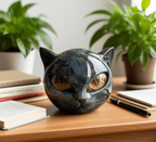 Statuette tête de chat effet marbre, 12 cm, cinq coloris