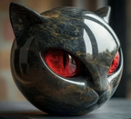 Statuette tête de chat effet marbre, 12 cm, cinq coloris, rouge
