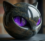 Statuette tête de chat effet marbre, 12 cm, cinq coloris, violet
