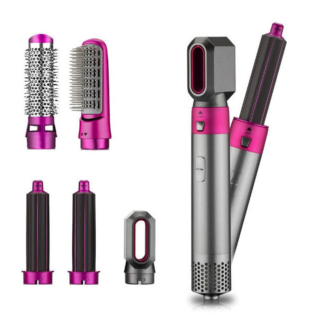Sèche-cheveux multifonction 5 en 1, embouts interchangeables, rose