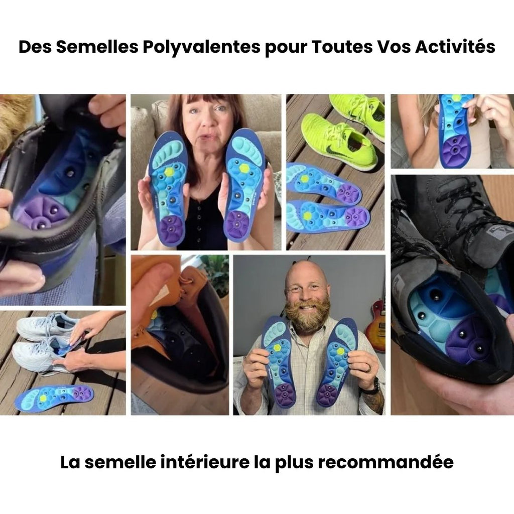 Semelles à picots d'acupression, bleu ou rouge, du 35 au 47