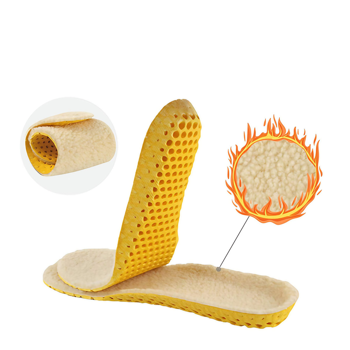 Semelles d'hiver en laine pour chaussures pieds nus, deux tailles