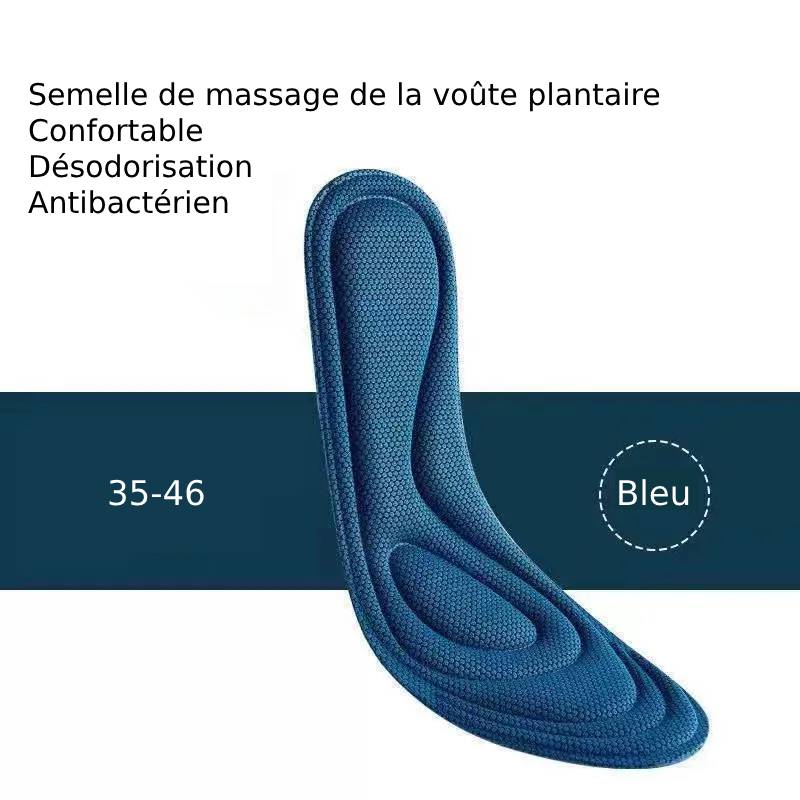 Semelles orthopédiques en mousse à mémoire de forme, découpables, bleu
