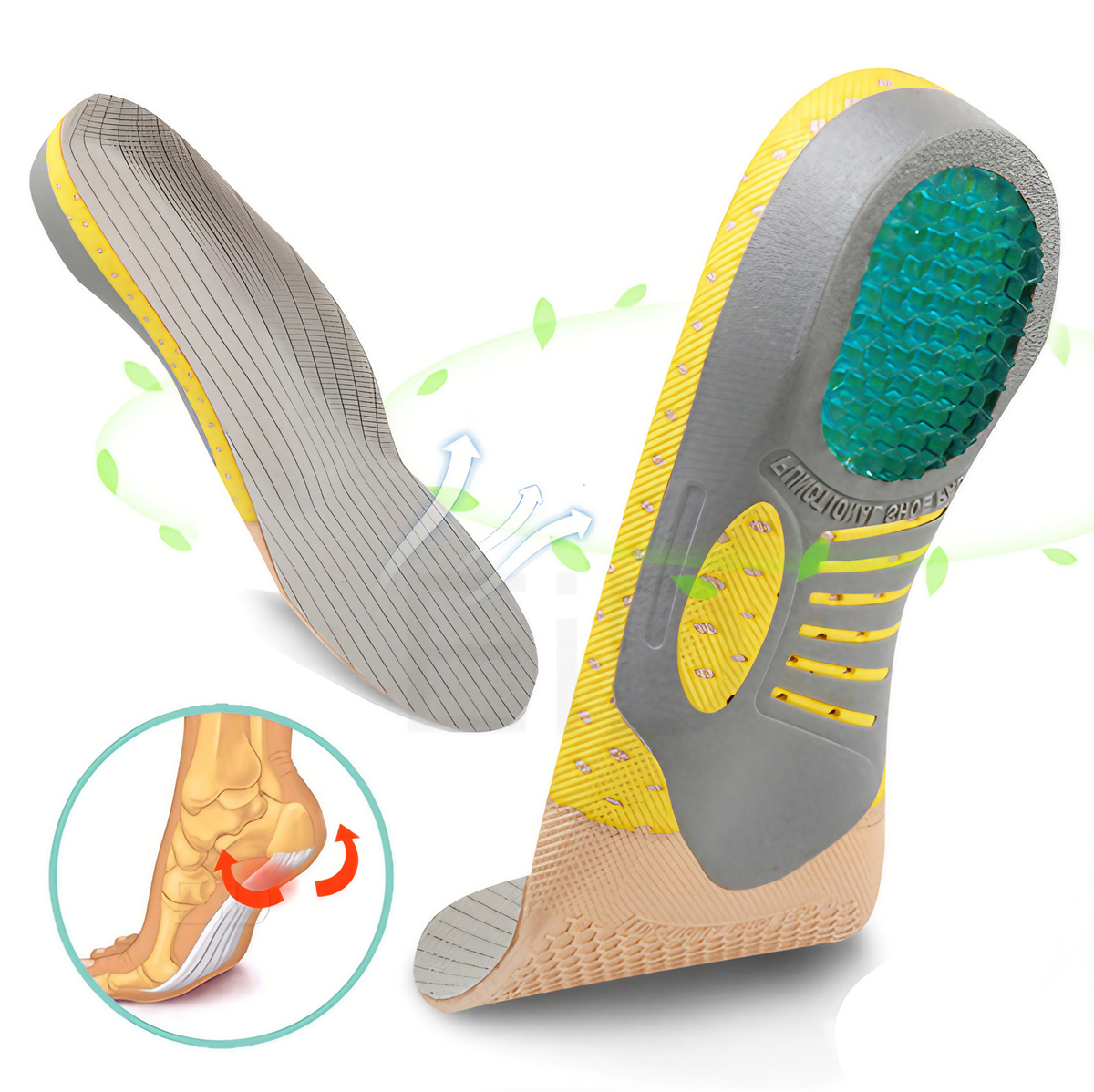 Semelles orthopédiques à talon en gel, tailles S et M