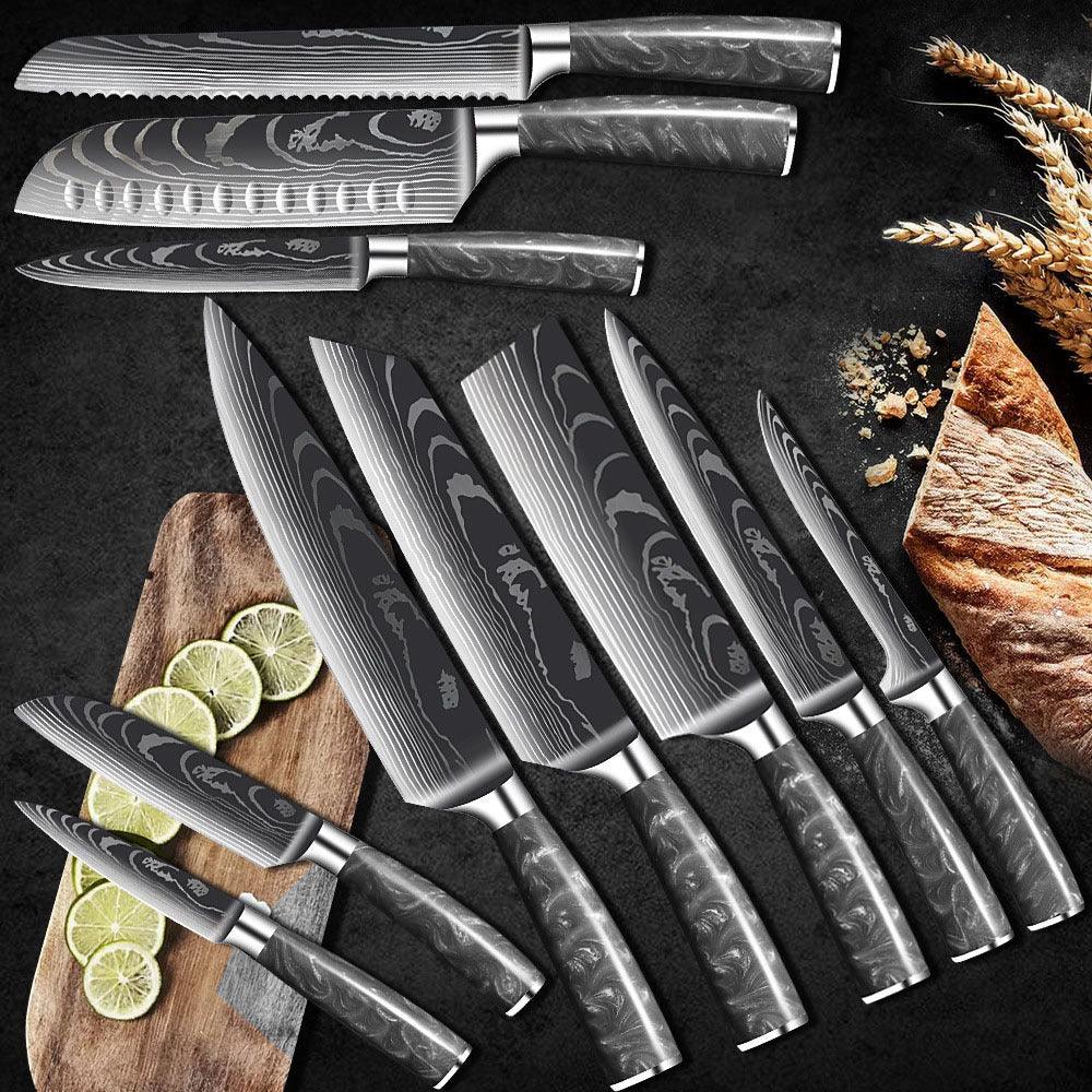 Coffret de 10 couteaux de cuisine en acier 7Cr17MoV