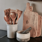 Ustensiles de cuisine en bois naturel, jeu de 5 pièces