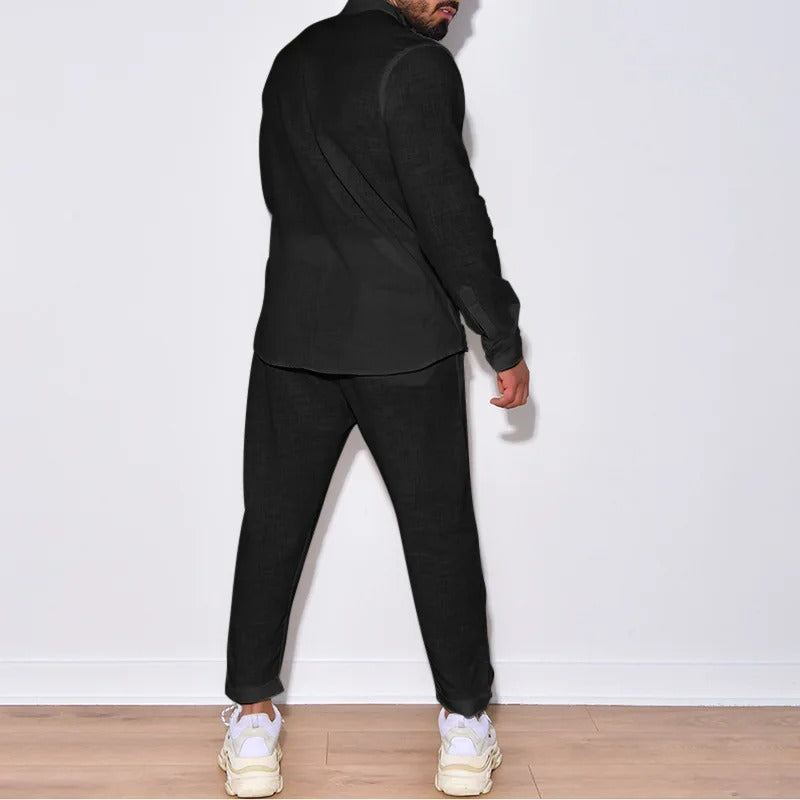 Ensemble homme d'été deux pièces, beige ou noir