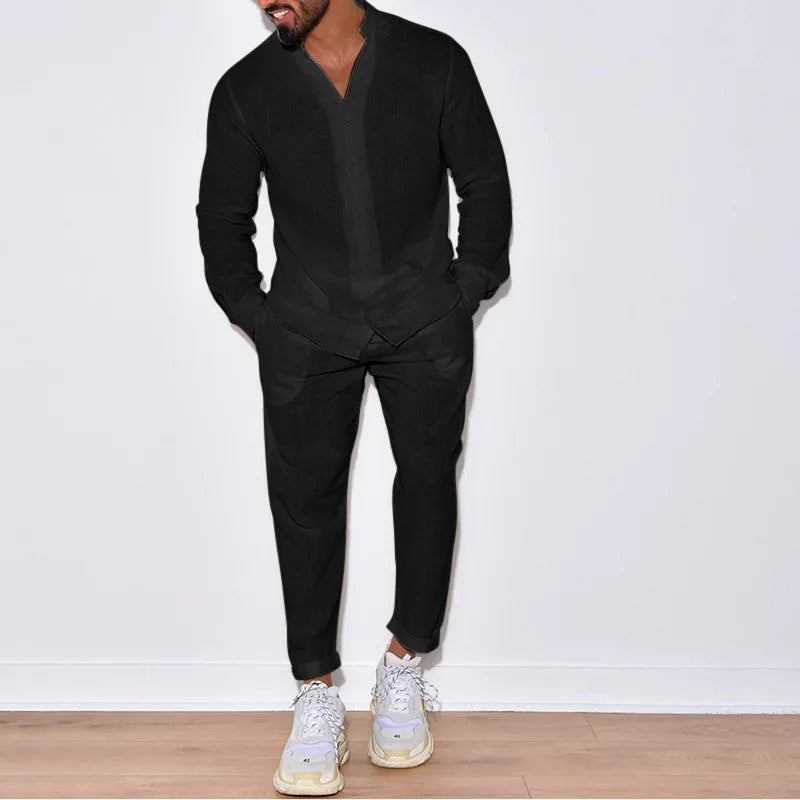 Ensemble homme d'été deux pièces, beige ou noir