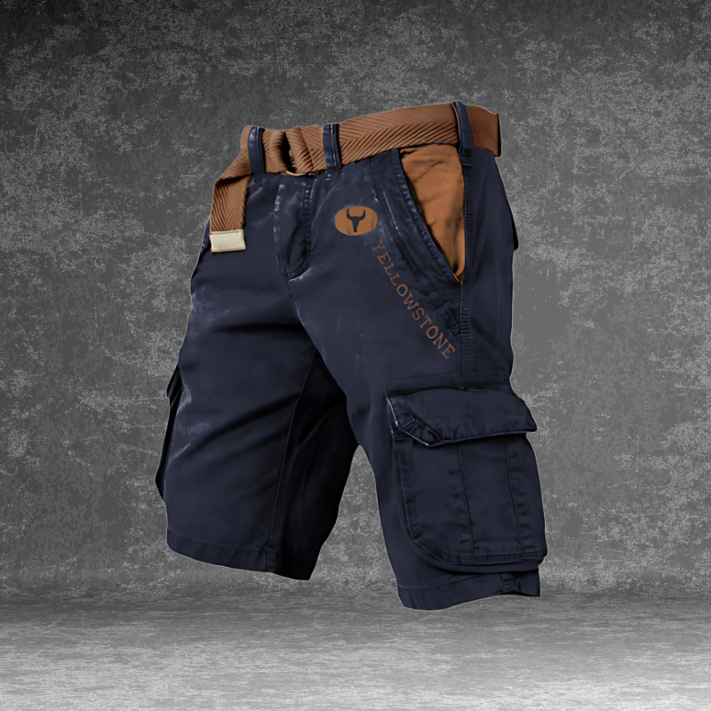 Short cargo homme à poches fermées, sept coloris, du S au 5XL, bleu marine