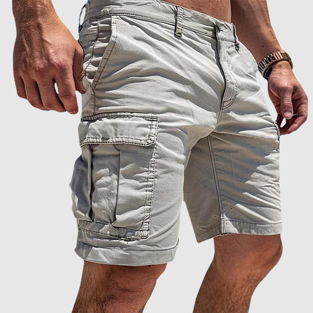 Short cargo homme coupe droite, longueur genou, quatre coloris, blanc