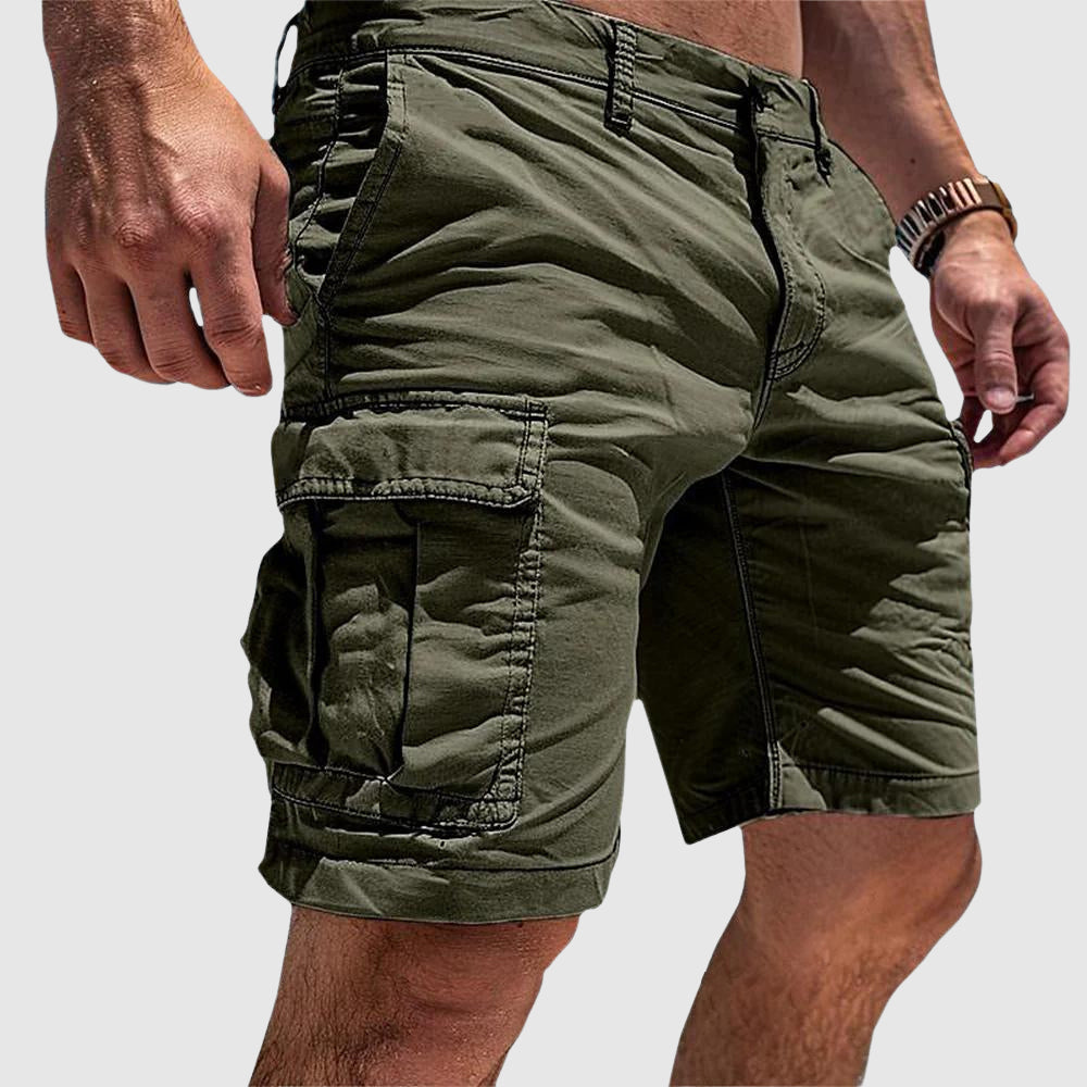Short cargo homme coupe droite, longueur genou, quatre coloris, vert