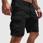Short cargo homme coupe droite, longueur genou, quatre coloris, noir