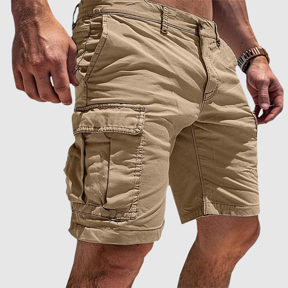 Short cargo homme coupe droite, longueur genou, quatre coloris, beige