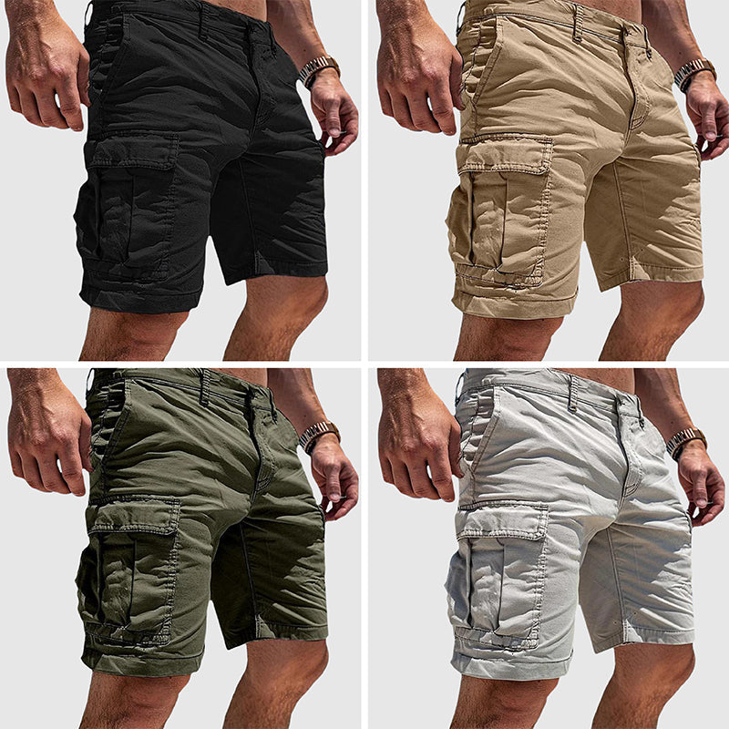 Short cargo homme coupe droite, longueur genou, quatre coloris