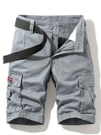 Short cargo homme d'été multipoches, ceinture incluse, gris