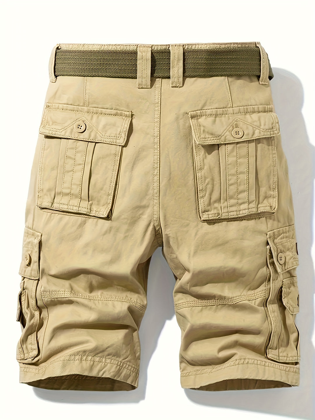Short cargo homme d'été multipoches, ceinture incluse
