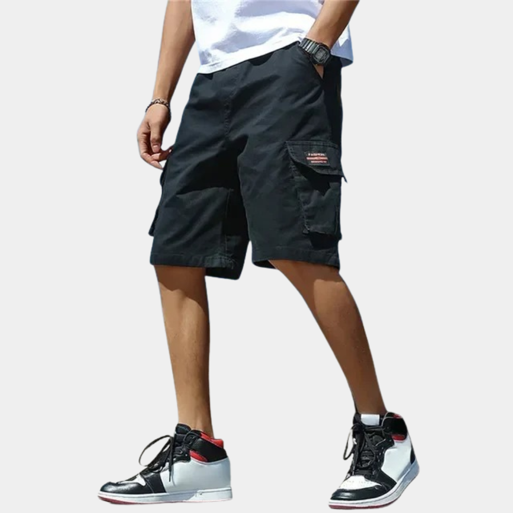 Short cargo homme à grandes poches, du M au 4XL, noir