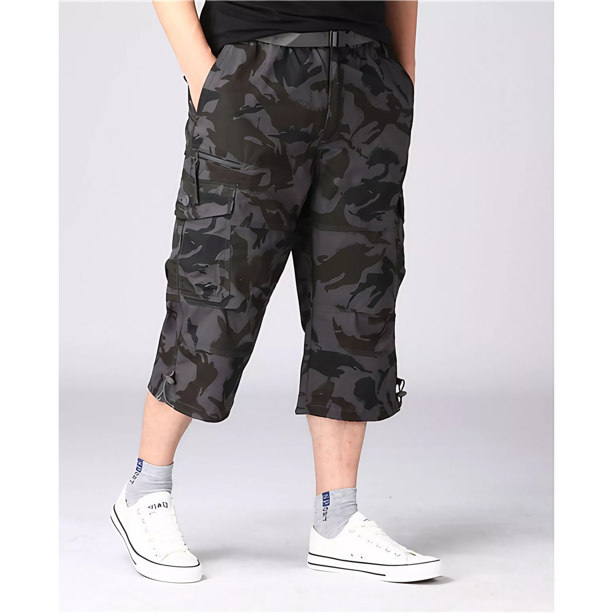 Short cargo homme coupe longue à poches, six coloris, du M au 4XL, camouflage