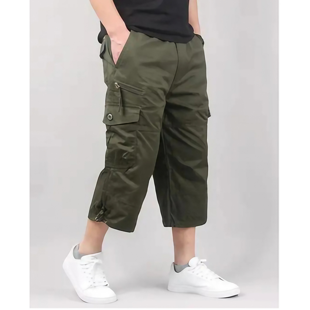 Short cargo homme coupe longue à poches, six coloris, du M au 4XL, vert armée